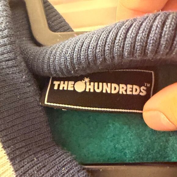 Flawed The Hundreds "Drawing Lines" Varsity Jacket XL Navy Green Adam Bomb Y2K - Picture 6 of 9